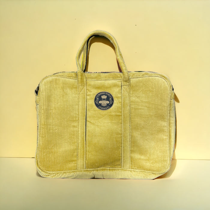 The Panda Mustard 🍋 Corduroy Laptop Messenger BeeKeeper Bag