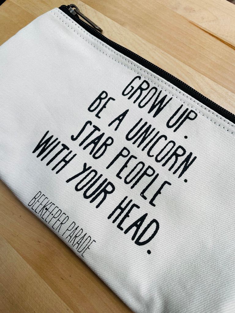 The Grow Up, Be a Unicorn 🦄 Beekeeper Pencil Case White (Large)