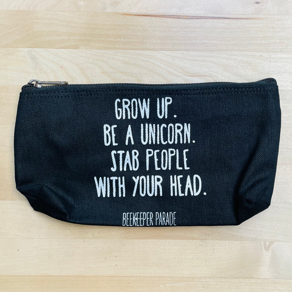 The Grow Up, Be a Unicorn 🦄 BeeKeeper Pouch Black (Large)