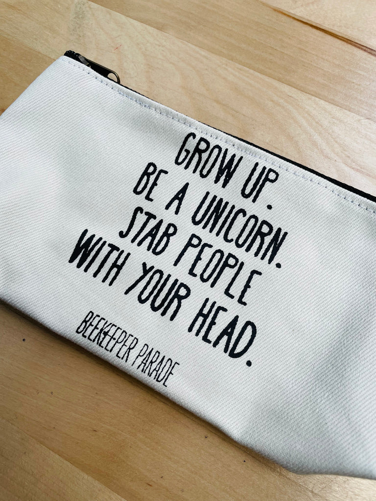 The Grow Up, Be a Unicorn 🦄 Beekeeper Pencil Case White (Small)