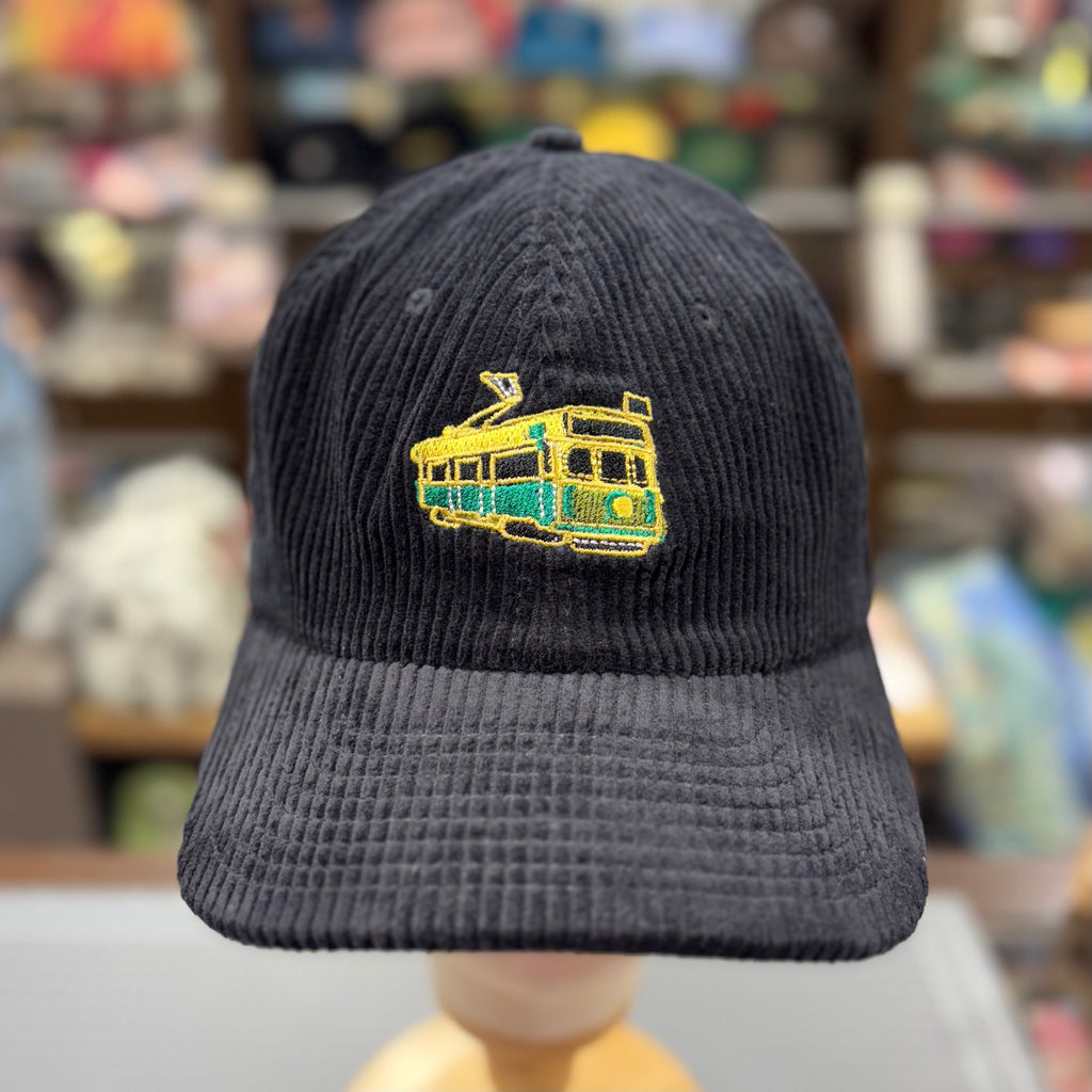 The Melbourne Tram π Embroidered Corduroy Cap π§’ (Panda Black)