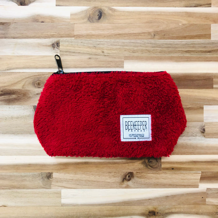The Fluffy Red Small Toiletry + Makeup Bag