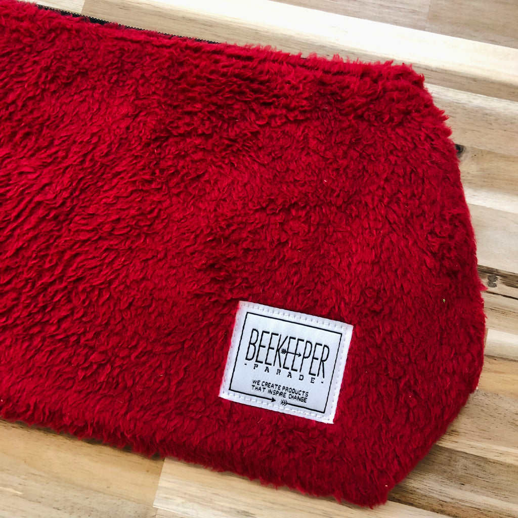 The Fluffy Red ❤️ Large Toiletry + Makeup Bag