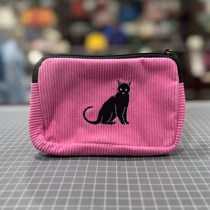 The Black Cat 🐈⬛ on Hot Pink Corduroy Phone + Passport Sleeve