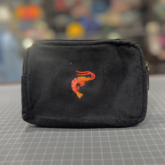 The Prawn 🦐 on Panda Black Corduroy Phone + Passport Sleeve