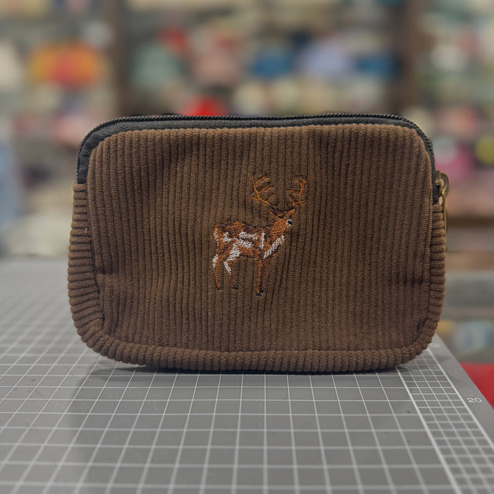 The Stag 🦌 on Chocolate Corduroy Phone + Passport Sleeve