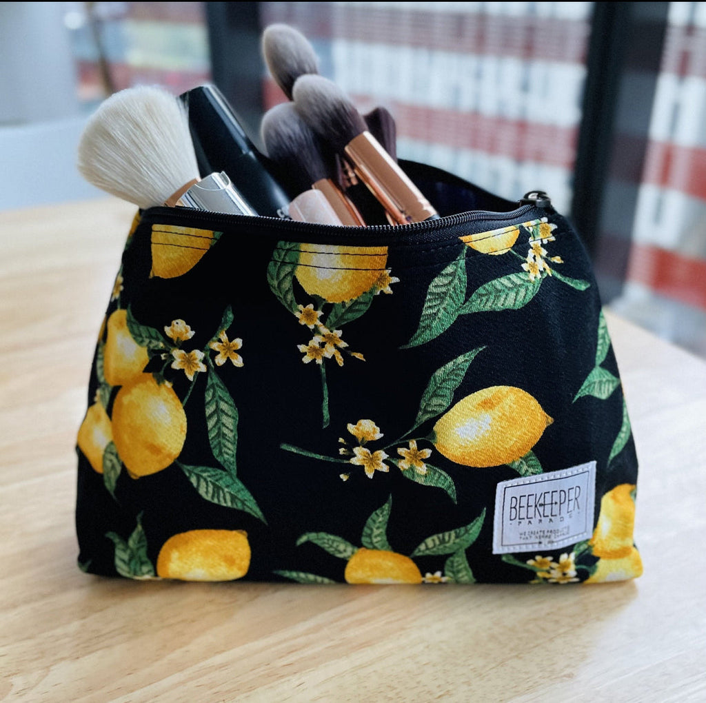 THE "GROW UP. BE A UNICORN 🦄" QUOTE Large Toiletry + Makeup Bag (BLACK CANVAS)