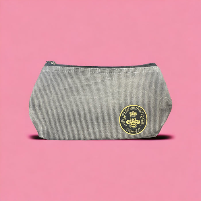 The Panda Grey Corduroy 🐼 Small Toiletry + Makeup Bag