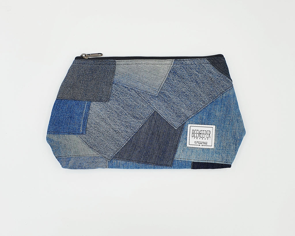 The Denim Patch 👖 Large Toiletry + Makeup Bag
