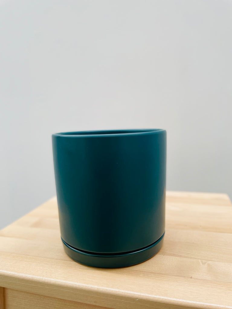 Ceramic Pot Deep Teal (with attached saucer)🩱