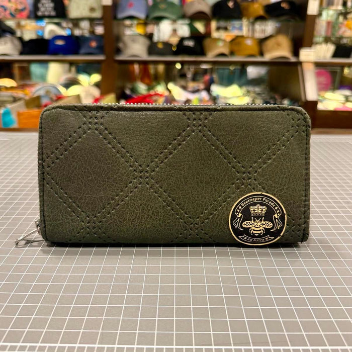 The Faux Leather Green/Grey BeeKeeper Zip Purse