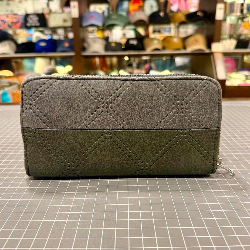 The Faux Leather Green/Grey BeeKeeper Zip Purse