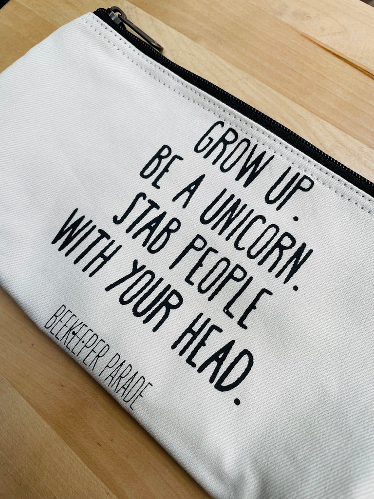 The Grow Up, Be a Unicorn 🦄 BeeKeeper Pouch White (Large)