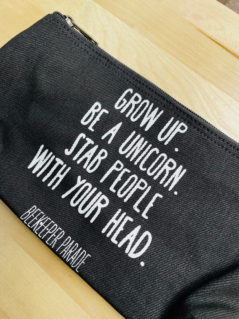 The Grow Up, Be a Unicorn 🦄 BeeKeeper Pouch Black (Large)