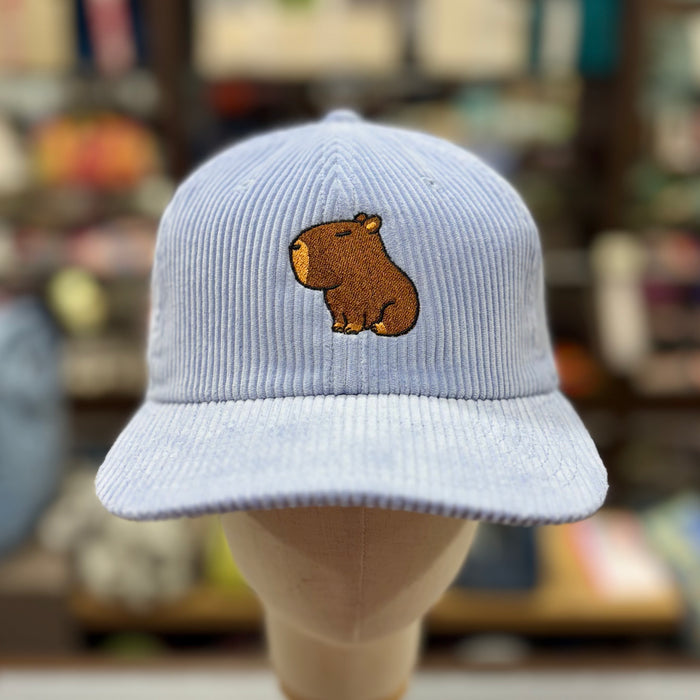 The Capybara 🍊 Embroidered Corduroy Cap 🧢 (Powder Blue)