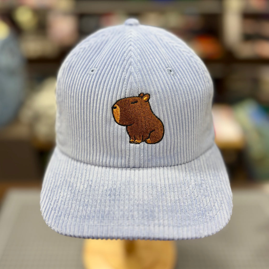 The Capybara 🍊 Embroidered Corduroy Cap 🧢 (Powder Blue)