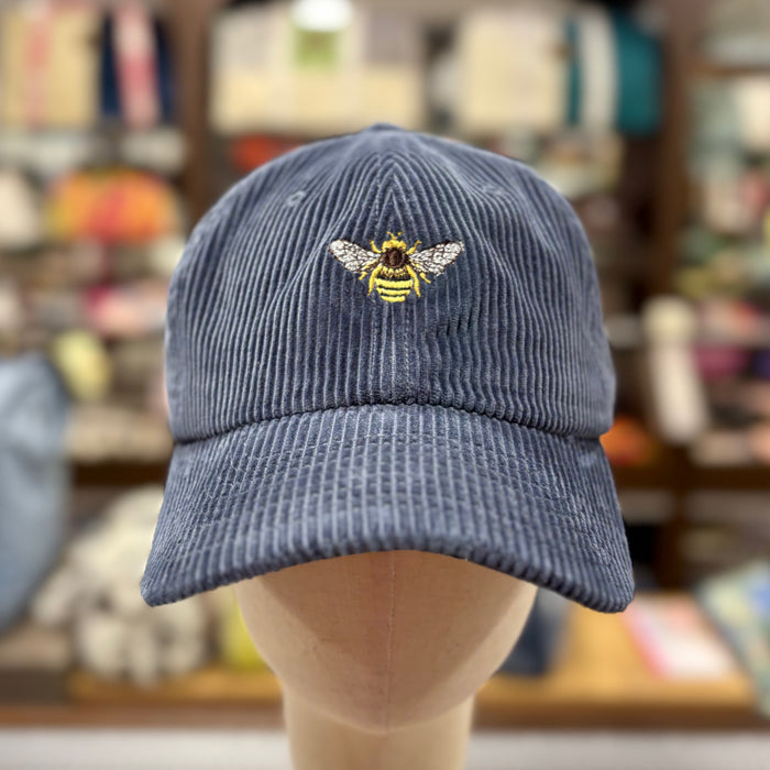 The Bee 🐝 Embroidered Corduroy Cap 🧢 (Navy Blue)