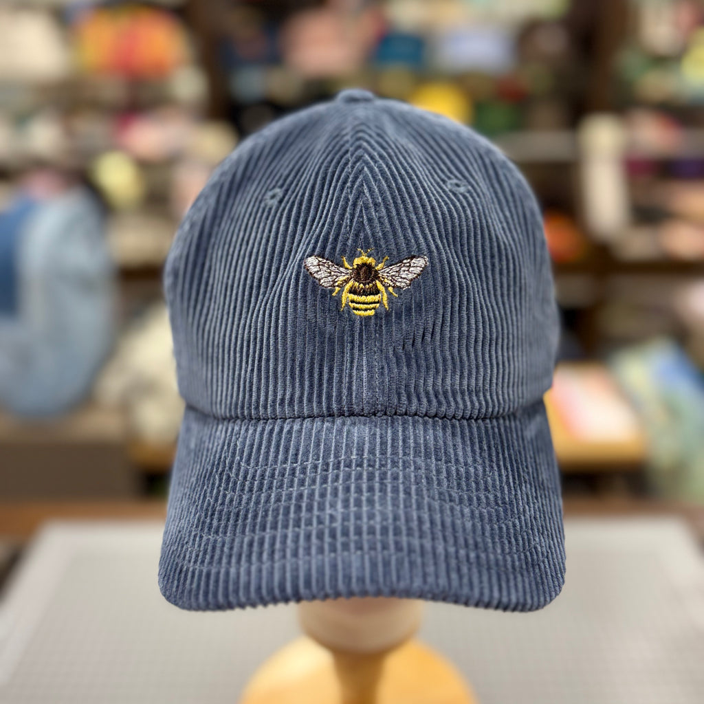 The Bee 🐝 Embroidered Corduroy Cap 🧢 (Navy Blue)