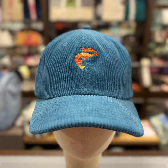 The Shrimp 🦐 Embroidered Corduroy Cap 🧢 (Slate Blue)