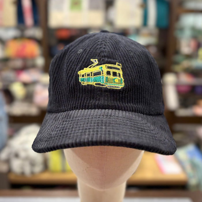 The Melbourne Tram 🚊 Embroidered Corduroy Cap 🧢 (Panda Black)