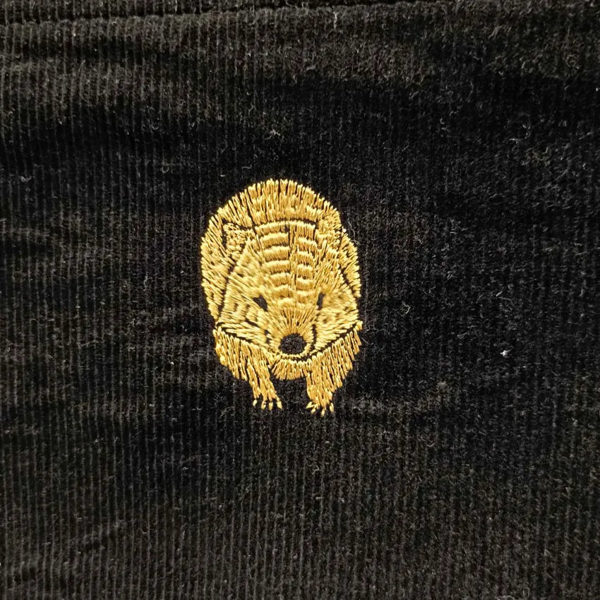 The Wombat on Black Corduroy  BeeKeeper Pouch (Large) Embroidered Collection 🪡