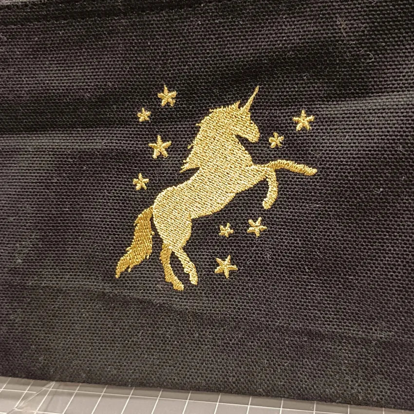 The Unicorn on Black Canvas 🦄 BeeKeeper Pouch (Large) Embroidered Collection 🪡