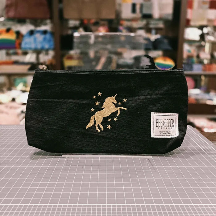 The Unicorn on Black Canvas 🦄 BeeKeeper Pouch (Large) Embroidered Collection 🪡