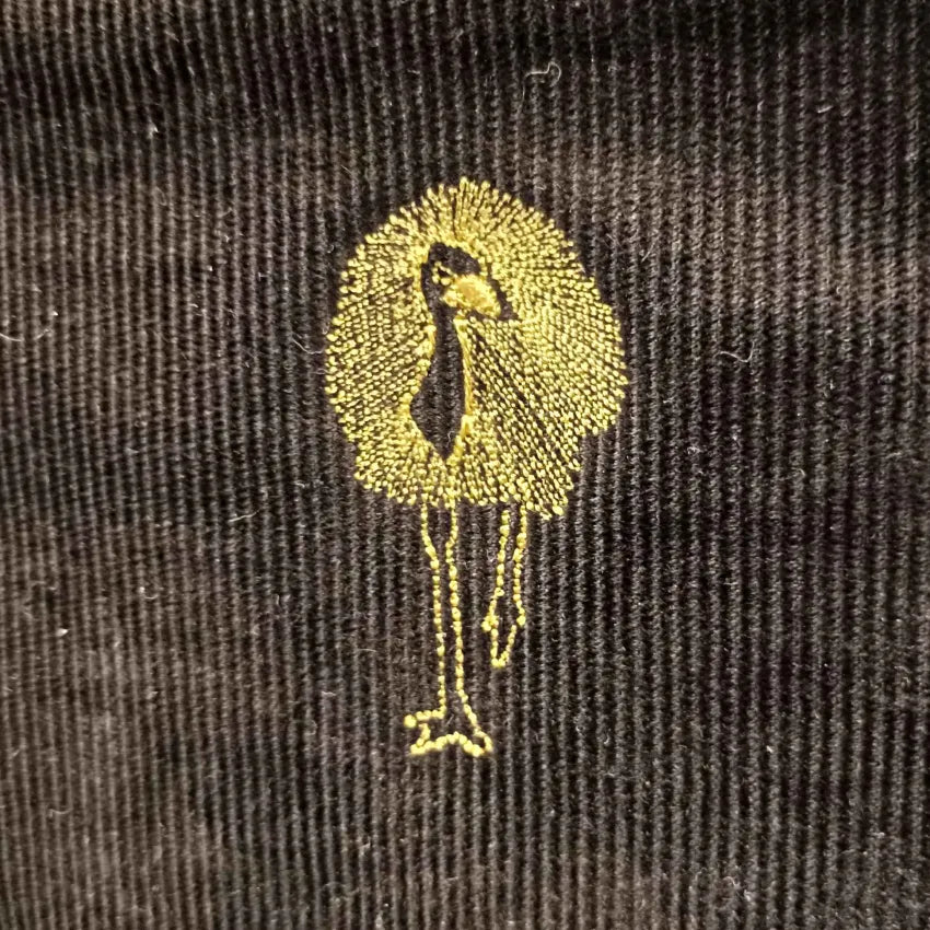 The Emu on Chocolate Corduroy 🍫 BeeKeeper Pouch (Large) Embroidered Collection 🪡