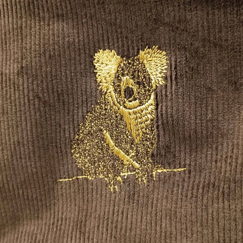 The Koala on Chocolate Corduroy 🐨 BeeKeeper Pouch (Large) Embroidered Collection 🪡