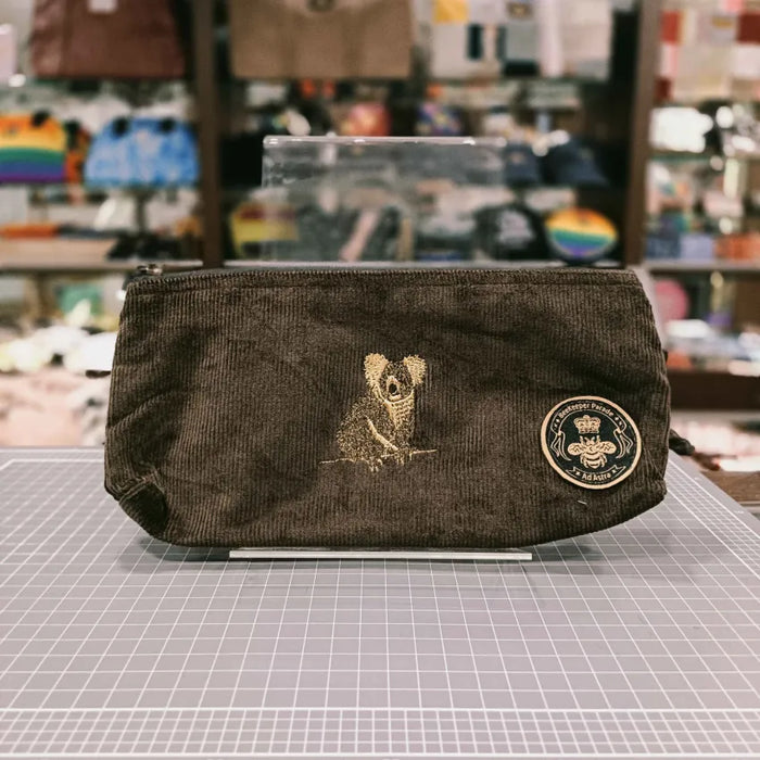 The Koala on Chocolate Corduroy 🐨 BeeKeeper Pouch (Large) Embroidered Collection 🪡