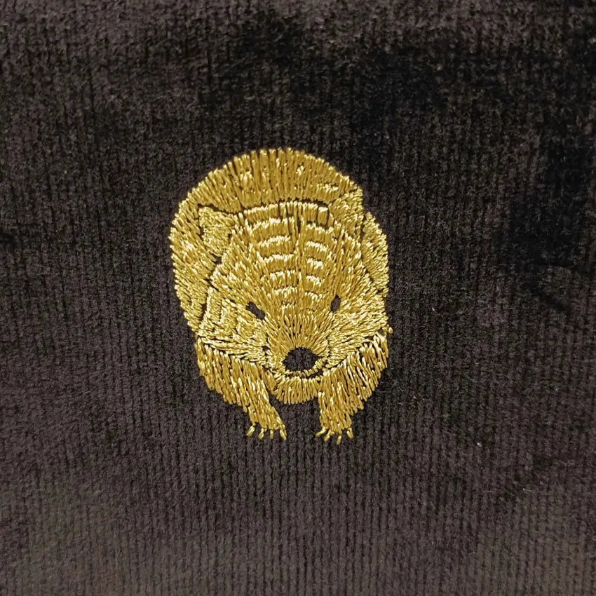 The Wombat on Black Corduroy BeeKeeper Pouch (Small) Embroidered Collection 🪡