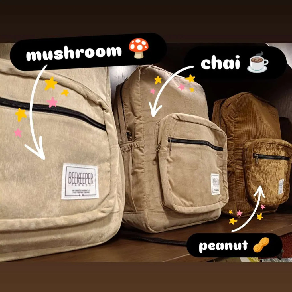 The Panda Mushroom 🍄 (Corduroy) Royal BeeKeeper Backpack (Masterpiece Range)