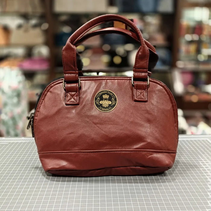Vegan Leather Burgundy BeeKeeper Clam Shell Handbag