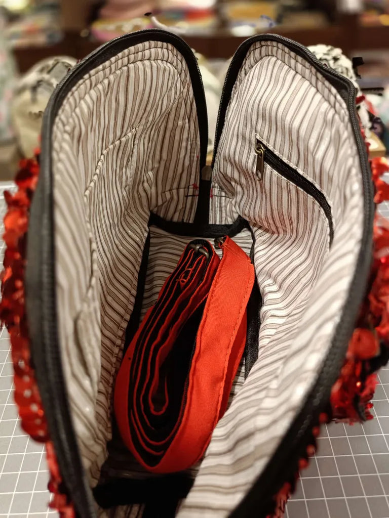The Red Sequin BeeKeeper Clam Shell Handbag