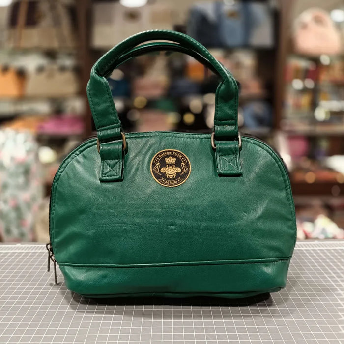 Vegan Leather Green BeeKeeper Clam Shell Handbag