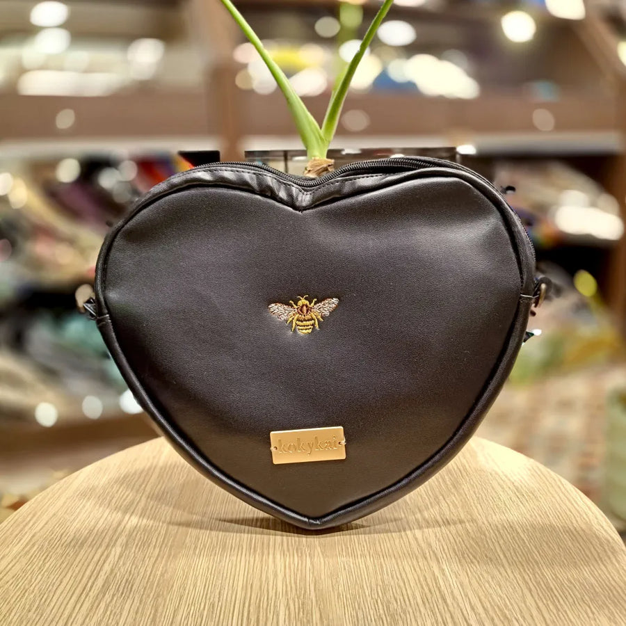 The Honeybee 🐝 on Midnight 🖤 KOKYKAI LOVE HEART v.2 ♥️ | Embroidered Collection 🪡