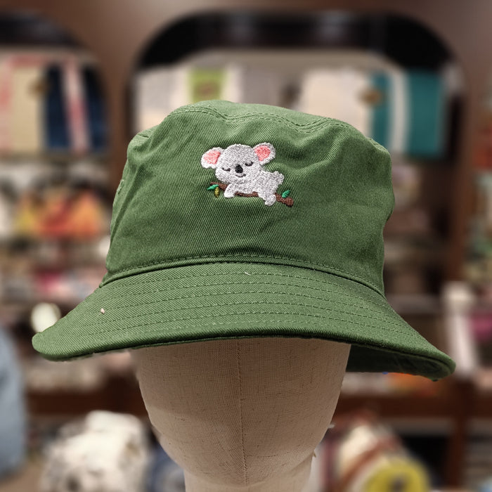 The Koala 🐨 Embroidered Canvas Bucket Hat 🧢 (Hunter Green)