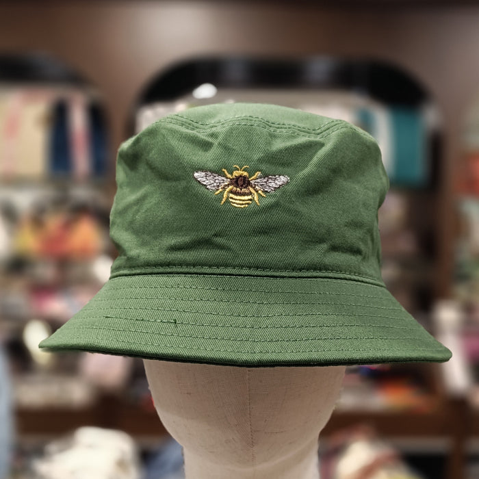 The Bee 🐝 Embroidered Canvas Bucket Hat 🧢 (Hunter Green)