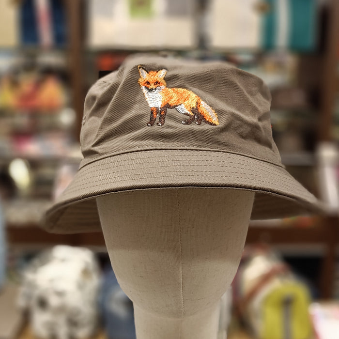The Fox 🦊 Embroidered Canvas Bucket Hat 🧢 (Walnut Brown)