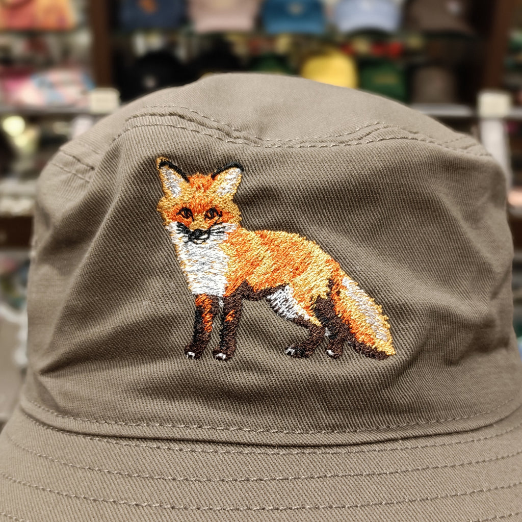 The Fox 🦊 Embroidered Canvas Bucket Hat 🧢 (Walnut Brown)