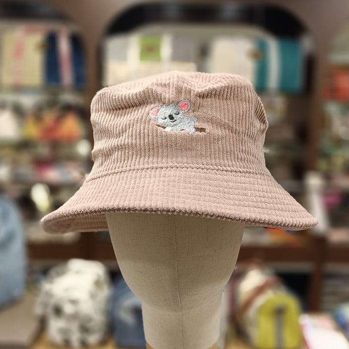 The Koala 🐨 Embroidered Corduroy Bucket Hat 🧢 (Dusty Pink)