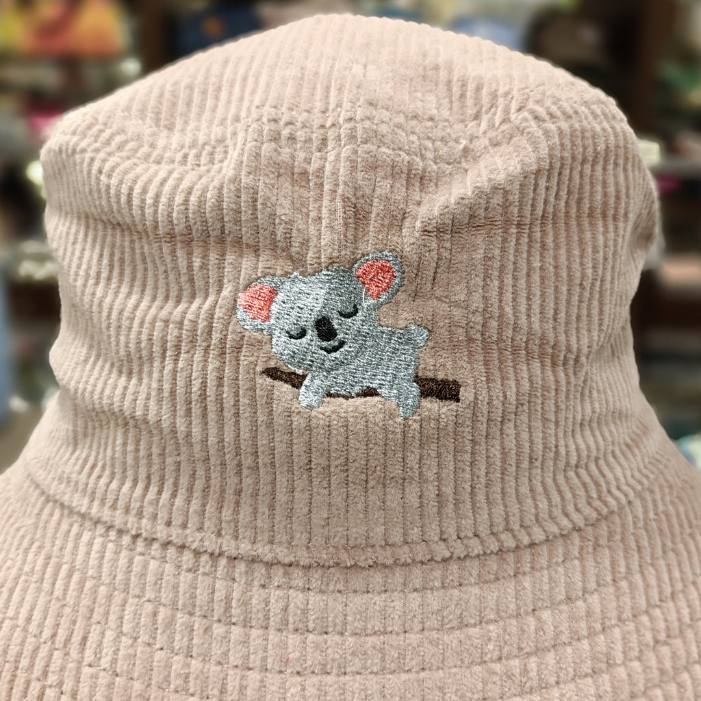 The Koala 🐨 Embroidered Corduroy Bucket Hat 🧢 (Dusty Pink)