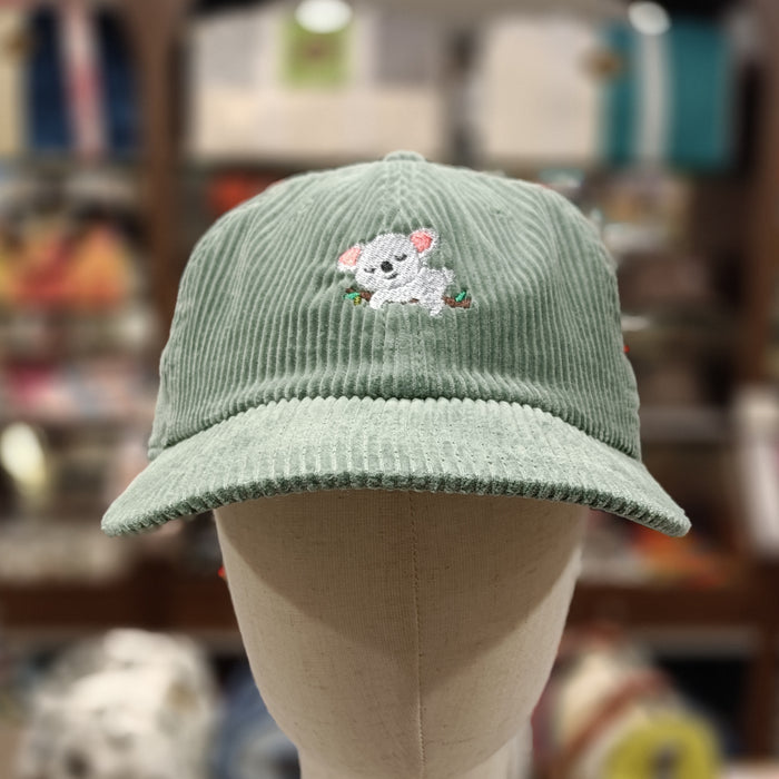 The Koala 🐨 Embroidered Corduroy Cap 🧢 (Sage Green)