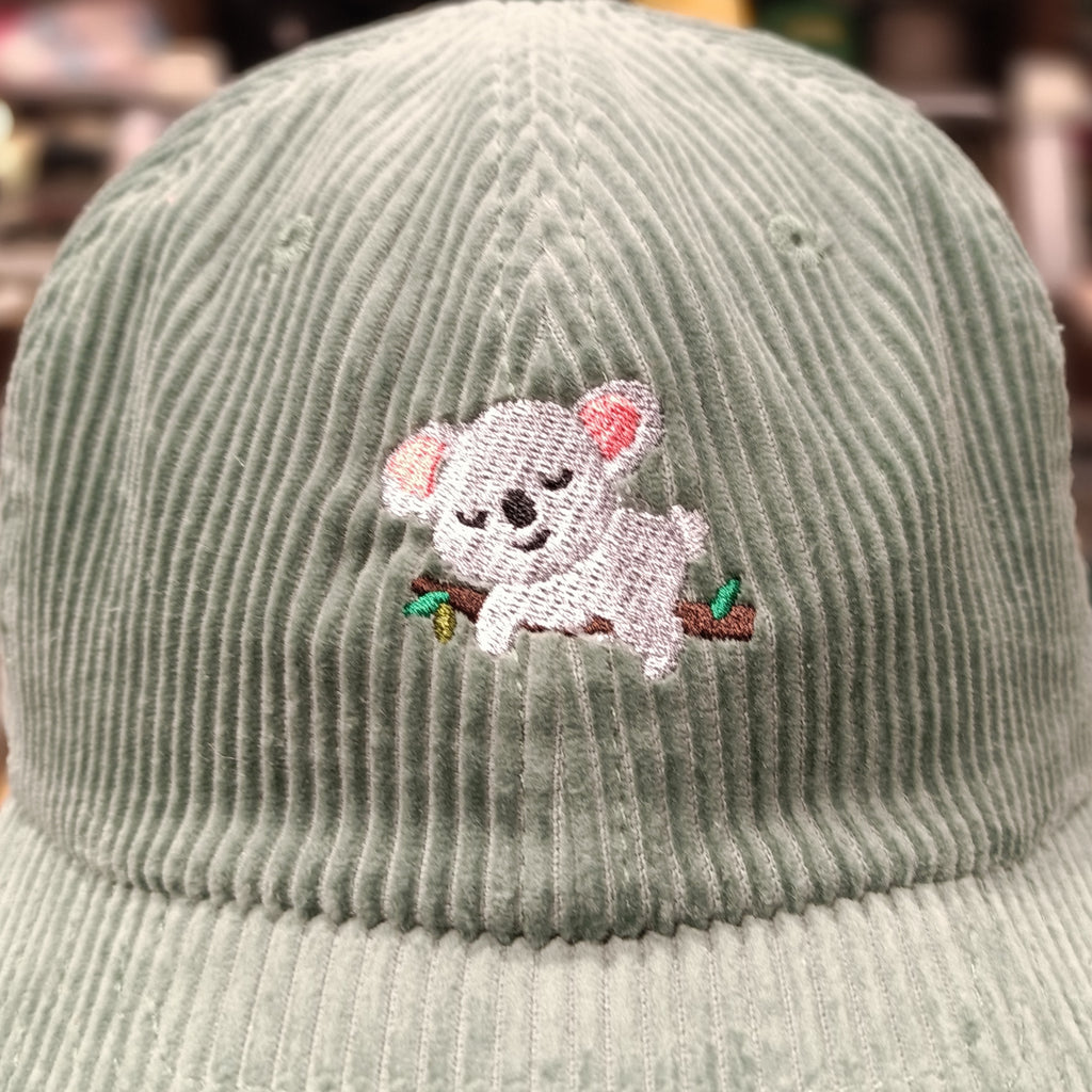 The Koala 🐨 Embroidered Corduroy Cap 🧢 (Sage Green)