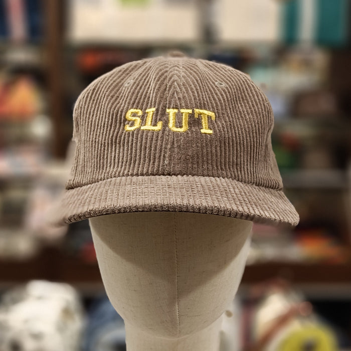 The Slutty Embroidered Corduroy Cap 🧢 (Walnut Brown)