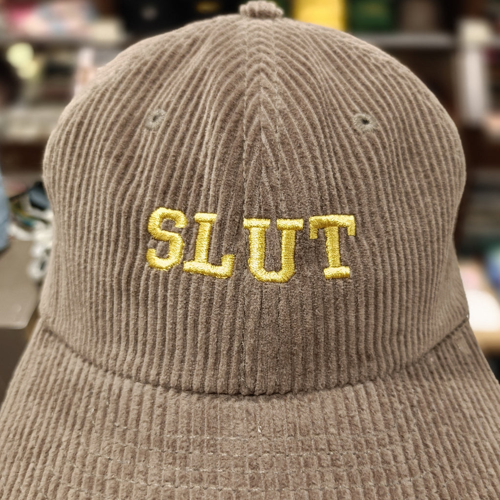 The Slutty Embroidered Corduroy Cap 🧢 (Walnut Brown)