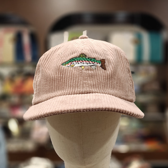 The Trout 🐟 Embroidered Corduroy Cap 🧢 (Dusty Pink)