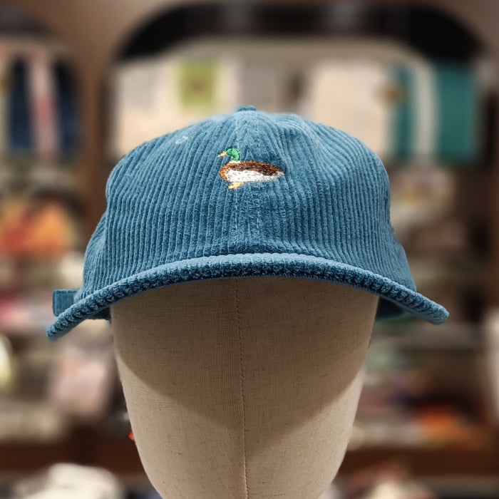 The Duck 🦆 Embroidered Corduroy Cap 🧢 (Slate Blue)