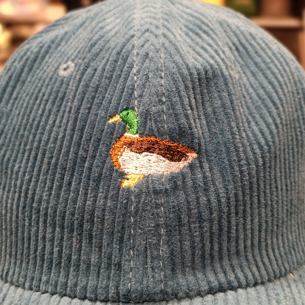 The Duck 🦆 Embroidered Corduroy Cap 🧢 (Slate Blue)