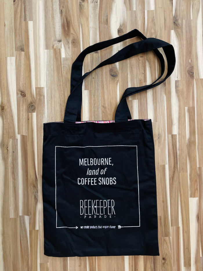 The "Coffee Snobs ☕️" Quote Tote Medium (Black Canvass)